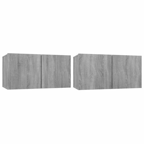 Rantry Muebles para TV Colgantes 2 uds Madera Gris Sonoma 60x30x30 cm Mueble de Salon Moderno, Módulos de Comedor, Mueble TV Elegante