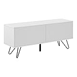[en.casa] Cómoda con la Tecnología Push-Open Blanco y Negro Metal 46,5 x 110 x 30 cm Armario Bajo con Patas Salón Moderno