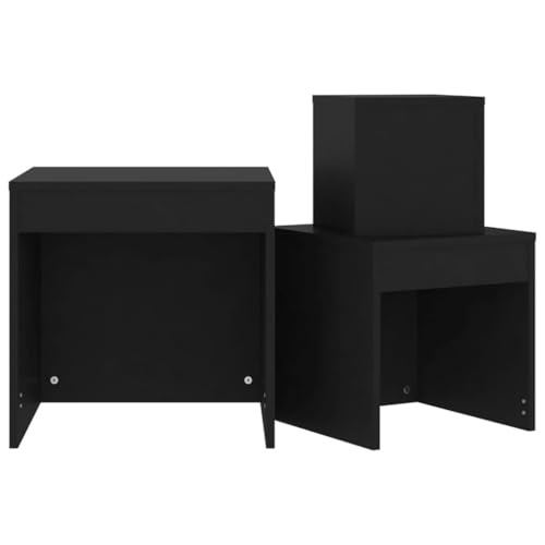 vidaXL Mesas Apilables 3 Piezas Consola Auxiliar Mesita Salón Lateral Té Café Sofá Sala de Estar Muebles Mobiliario Madera Contrachapada Negro - imagen 8