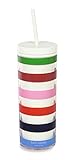 kate spade new york Acrylic Tumbler with Lid and Straw, 24 oz Tumbler, Slim Double Wall Tumbler, Adventure Stripe