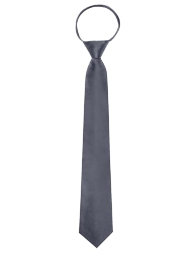 Image of YourTies Zipper Tie for Men Adjustable Pre-tied Satin Neckties and Pocket Square Set Solid Color Business Formal Wedding