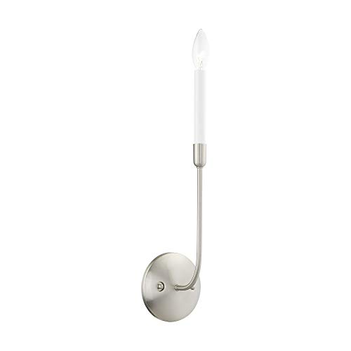 Image of Livex Lighting 46061-91 1 Light Brushed Nickel Wall Sconce, 5.13 x 18 x 3.9