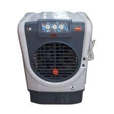 SHRIM TECH TRADING COMPANY-Metal Air Cooler 25 Ltr Water Tank with Exhaust Fan, 4-Way Air Deflection Khurana ele. and High Density Wood Wool pads; Blue & White