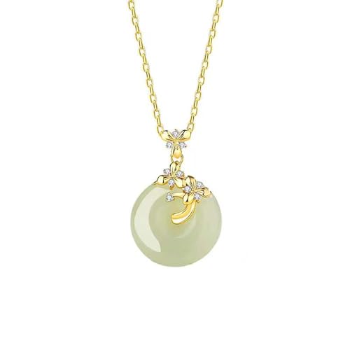 Collier porte-bonheur en Jade Hetian et argent doré, le cadeau idéal pour femme et maman
