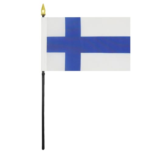 AZ FLAG - Tischflagge Finnland - 15x10 cm Goldene Splitze - Finnische Tischfahne 10 x 15 Cm - Flaggen