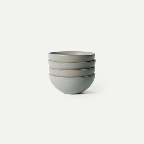 MORA Medium Bowls Set of 4, 28oz Ceramic Pottery Everyday Bowls - Microwave, Oven and Dishwasher Safe - Peppercorn