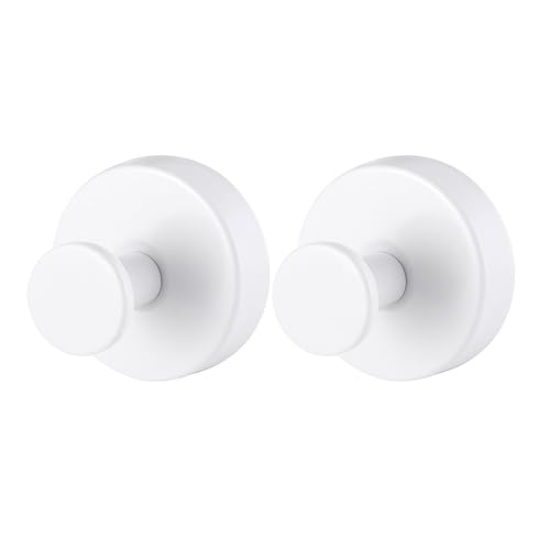 2-Pack Heavy Duty Suction Cup Hooks - Strong Adhesive Hooks for Shower, Bathroom, Kitchen, Tile, Glass & Mirror Holds up to 15 lbs Perfect for Towels, Loofah, Robes, Coats Waterproof, Rustproof, White