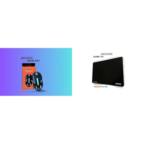 Image of ARDVARK AVGM007 Gaming Mouse Wired, Ergonomic Gamer Laptop PC USB Optical Computer Mice with RGB Backlit+ARDVARK AVNP-01 Cloth Gaming Mouse Pad, Optimized for Gaming Sensors, Non-Slip Mouse Mat- Black