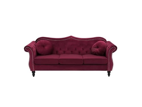 Image of Modern & Classic Chesterfield Sofa 5 Seater Sofa Velvet L-Shape Corner Sectional Button Tufted Sofa for Living Room, Dining Room, Office and Hallway-(Pink-C).