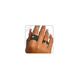 Floruvia 2Pcs Black Crystal Stretch Rings Set for Women, Sparkly Rhinestone Elastic Knuckle Rings, Bling Stretchy Stackable Finger Jewelry, Black Accessories