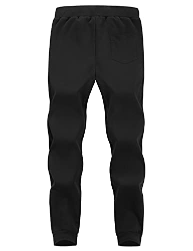 Lentta Men's Casual Winter Warm Sherpa Lined Athletic Jogger Fleece Sweatpants Pants（Black01-L） #TOP2