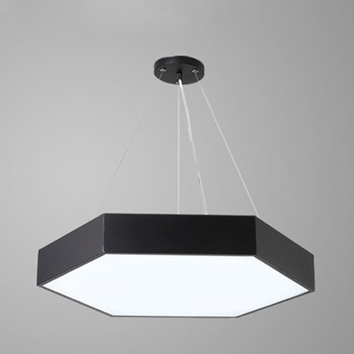 Lustre géométrique suspendu LED au fini noir mat pour un salon contemporain
