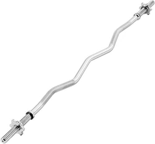ATEK EZ Curl Bar - 4ft Standard Steel Weight Lifting Curling Chrome Barbell Bar with Spinlock Collars - for Exercise Gym Body Building Weightlifting Barbell Bar for Gym Fitness Training home - Image 3