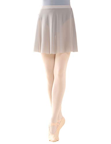 Lovdaswi Ladies Ballet Pull On Skirts Women Soft Mesh Elastic Waistband Dance Skirts Light Gray #TOP5