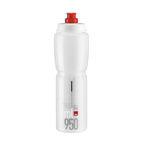Elite Jet Cycling Water Bottle – 950ml – Clear with Red Logo – High-Flow, Biodegradable, BPA-Free
