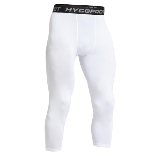 HYCOPROT Men's 3/4 Compression Pants Cool Dry Workout Athletic Running Tights Capri Leggings Base Layer Yoga Basketball Gym