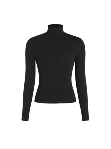 CIDER Turtle Necks Tops for Women Long Sleeve Shirts Mock Neck Solid Basic Tee Slim Fit Soft Base Layer Fall Tops