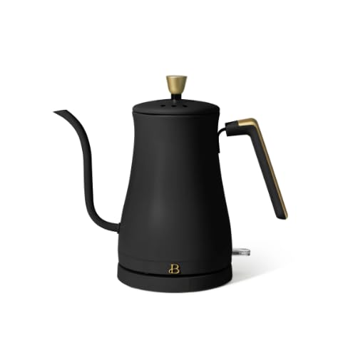 Beautiful 1-Liter Electric Gooseneck Kettle 1200 W, by Drew Barrymore, (8 Colors to Choose From) (Black Sesame)