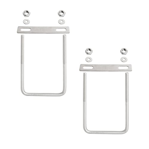 Image of Square U-Bolt 2.95 inch(75mm) Inner Width U Bolts Brackets 304 Stainless Steel M8 with Nut, Plate, Washer for Car /RV /Trailer Bumper,2 Sets