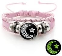 Miniatura 3 de 2 pulseras luminosas de amor a juego con sol y luna para parejas, de cuero, Y2K, espirilet que brilla en la oscuridad, ajustable, regalo de amor