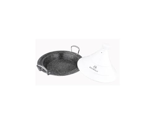 Baumalu, Tajine de acero inoxidable 30 cm con tapa cerámica blanca, compatible con todo tipo de...