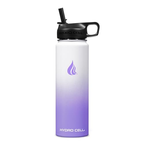Image of HYDRO CELL Stainless Steel Insulated Water Bottle with Straw - For Cold & Hot Drinks - Metal Vacuum Flask with Screw Cap and Modern Leakproof Sport Thermos for Adults (Lavender /White 24oz)