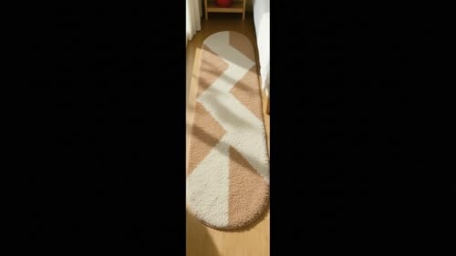 Image of Fluffy Silky Micro Fiber Polyster Carpet /Runner for Bedroom, Study Room, Playing Room, Guest Room ETC. 2x5 Feet, (Beige and Ivory Chevron Pattern)