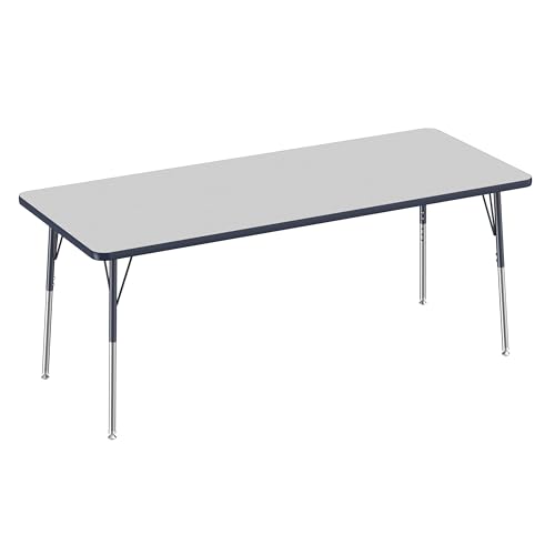 FDP 30" x 72" Rectangle Table with Swivel Glide Legs - Gray/Navy