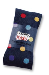 Country Kids Polka Dot Cotton tights (Navy, 3-5 Years)