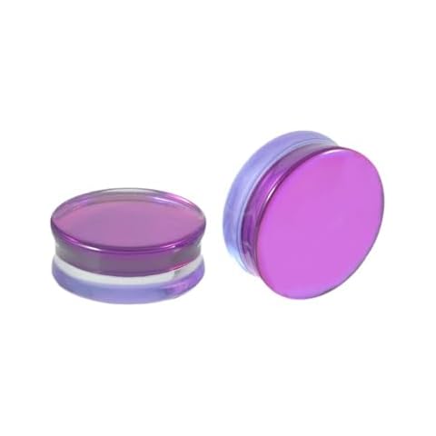 Homxi Piercing Jewelry 2 Pcs 1 inch Glass Gauge Earrings,Ear Gauges 25mm Round Tunnels for Ears Purple Cover