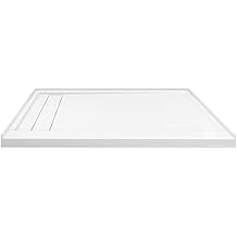Transolid FLU6032L-31 Linear 60-in W x 32-in L Rectangular Concealed End Tub Replacement Shower Base with Left Hand Drain, White