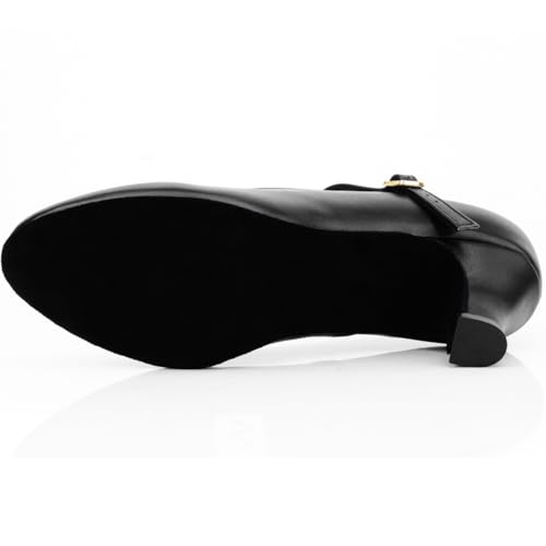 Keemi Black Character Shoes for Women Ballroom Dance Shoes Ankle Strap Dance Heels for Latin Salsa Tango,2.3"4