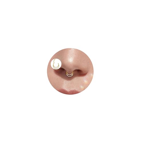 Lantine Gold 16g Septum Piercing Doppelter Zirkonia Septum Ring Nasenpiercing Ring Chirurgenstahl Daith Conch Helix Tragus Piercing Ohr Segmentring Clicker Nasenring 8mm