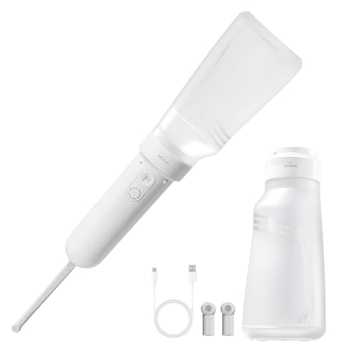 【大容量400ml 】Umimile おしり洗浄器 電動 携帯 充電式 携帯洗浄器 洗浄シャワー ホワイト トイレ ポータブルシャワー 旅行グッズ (専用袋、予備ノズル2個、USBケーブル1個付)(400ml)