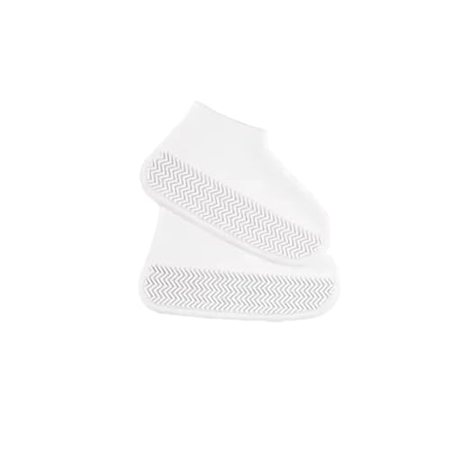 OZLCUA Botas De Agua Zapatos de lluvia antideslizantes reutilizables, cubiertas botas goma for caminar al aire libre, impermeables, 1 par(1pair white,L(40-44))