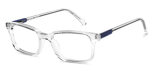 Image of Vincent Chase By Lenskart | Transparent Unisex Zero Power Bluecut & Antiglare Computer Eyeglasses For Eye Protection and Strain | Cellulose Acetate | Full Rim Rectangular | Small | VC E10502