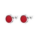 New 2026 210Fr S925 Silver Fashion Trendy Simple Design Retro Red Round Screw Ball Earrings Charrm Party for Women Hers Jewelry Gift Accessories Creative Jewelry Fashion Accessories Creative Gift