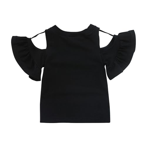 Girls Off The Shoulder T Shirt Kids Fashion Summer Ruffle Sleeve Tops Elegant Soft Cotton Cute Vacation Travel Blouse4