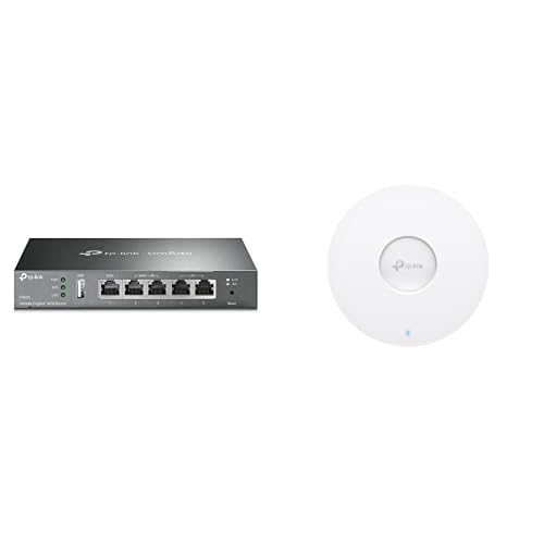 Bundle of TP-Link EAP610 Ultra-Slim Wireless Access Point for Business | Omada Wi-Fi 6 AX1800| Seamless Roaming + TP-Link ER605 Wired Gigabit VPN Router, 3 WAN Ethernet Ports + 1 USB WAN, SPI Firewall