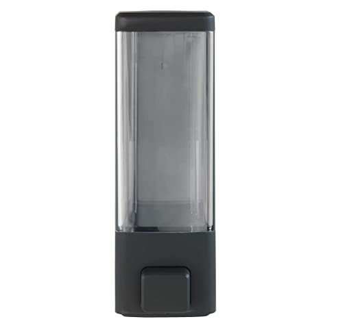 BATH GURU ABS Plastic Liquid Bathroom Soap Dispenser Transparent Shampoo Sanitizer Lotion Gel Dispenser for Bathroom Kitchen 350 Ml Pack of 1 Clear Black