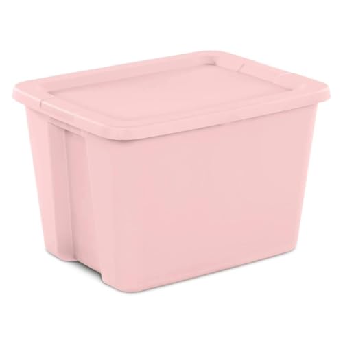 18 Gallon Storage Tote, Strawberry Smoothie Pink Heavy Duty Plastic Bin with Snap-On Lid, Stackable Container for Garage, Attic, Moving, Dorm