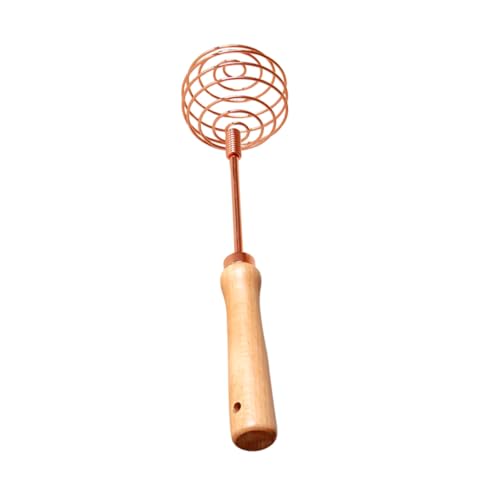 Ipetboom Frusta Per Impasto Manuale in Acciaio Resistente Manico in Legno Ergonomico, Bastoncino Per Farina a Spirale Antiruggine, Utensile Per Dolci e Dessert Per Uso Professionale in Cucina