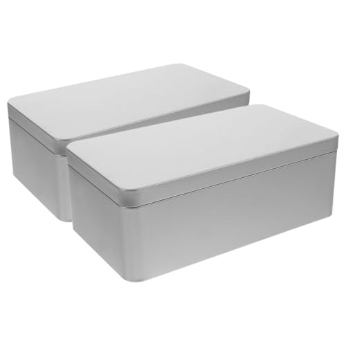 Boîtes à thé rectangulaires et rangement de thé blanc argenté GALPADA - 2