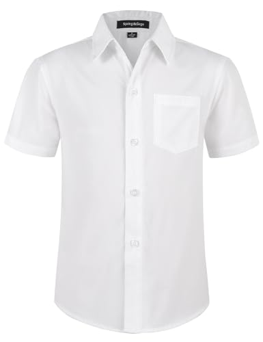 Spring&Gege Kurzärmelige Hemden für Jungen Formelle Uniform aus Fester...