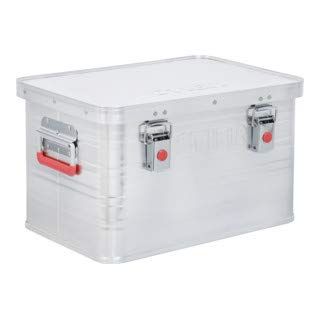 STIER Alubox, Aluminiumbox 30L, Staub- und spritzwasserresistent mit Gummidichtung und 2 Klapphandgriffen, Transportkiste aus verchromten Stahl und stabilen Hebelspannverschlüssen