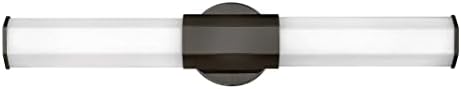 Hinkley Facet Collection 26" Integrated LED 32W Bathroom Vanity Light Fixture with Etched Glass, Black Oxide Finish