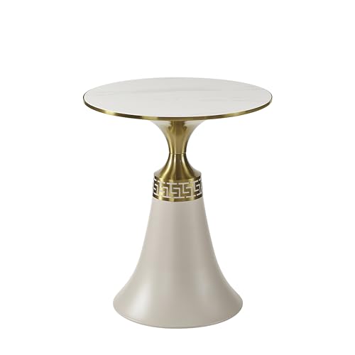 Image of The Attic Orion Black Marble Top End Table Sleek Design,Cream