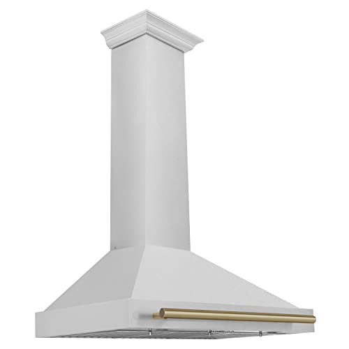 ZLINE 36\" Autograph Edition Fingerprint Resistant Stainless Steel Range Hood with Champagne Bronze Handle