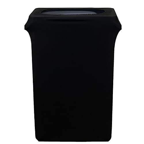Image of YOUR CHAIR COVERS - 23 Gallon Black Spandex Slim Jim Narrow Trash Can Cover - Wrinkle-Resistant, Stretchable, and Stylish for Events and Commercial Use (Cover ONLY, Trash CAN NOT Included)