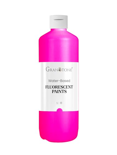 GRANOTONE Neon Fluorescent Acrylic Paint | Glows in Black Light | Non-Toxic & Vibrant Paint | Ideal for Art, Crafts, & Hobbyists | 32 oz Bottle (Pink)